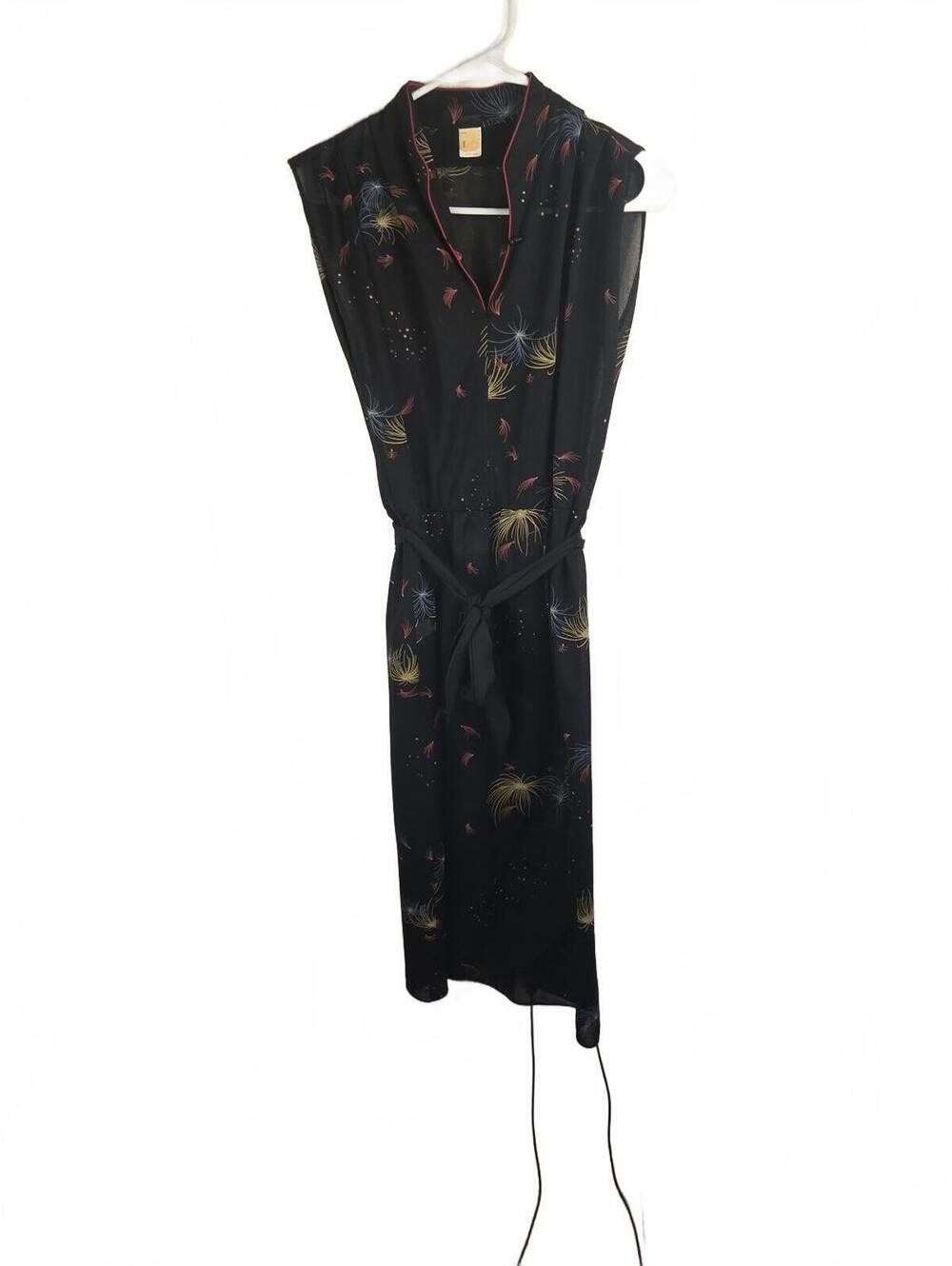 Vintage Black Floral Sleeveless Dress Size 9